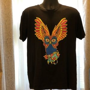 Men Black Shirt Graphics Owl Summer Casual Cotton